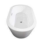 60 Inch Freestanding Bathtub in White, Chrome Trim, Floor Mounted Faucet in Gold