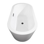 67 Inch Freestanding Bathtub in White, Floor Mounted Faucet, Drain, Trim in Black