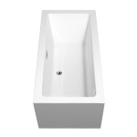 60 Inch Freestanding Bathtub in White, Chrome Trim, Floor Mounted Faucet in Black