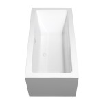 60 Inch Freestanding Bathtub in White, White Trim, Floor Mounted Faucet in Black