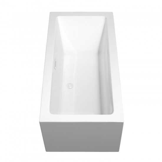 60 Inch Freestanding Bathtub in White, White Trim, Floor Mounted Faucet in Black