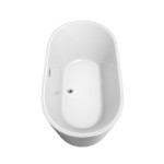 60 Inch Freestanding Bathtub in White, Chrome Trim, Floor Mounted Faucet in Gold