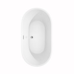 60 Inch Freestanding Bathtub in White, Chrome Trim, Floor Mounted Faucet in Gold