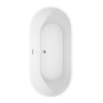 67 Inch Freestanding Bathtub in White, Chrome Trim, Floor Mounted Faucet in Black
