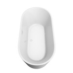 67 Inch Freestanding Bathtub in White, White Trim, Floor Mounted Faucet in Gold