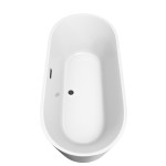 71 Inch Freestanding Bathtub in White, Floor Mounted Faucet, Drain, Trim in Black