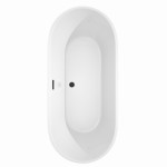 71 Inch Freestanding Bathtub in White, Floor Mounted Faucet, Drain, Trim in Black