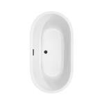 60 Inch Freestanding Bathtub in White, Floor Mounted Faucet, Drain, Trim in Black