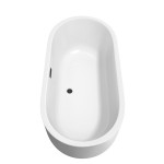 67 Inch Freestanding Bathtub in White, Floor Mounted Faucet, Drain, Trim in Black