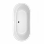 67 Inch Freestanding Bathtub in White, Floor Mounted Faucet, Drain, Trim in Black