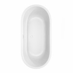 67 Inch Freestanding Bathtub in White, White Trim, Floor Mounted Faucet in Black