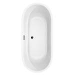 71 Inch Freestanding Bathtub in White, Floor Mounted Faucet, Drain, Trim in Black