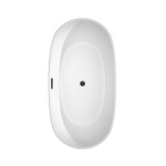 60 Inch Freestanding Bathtub in White, Floor Mounted Faucet, Drain, Trim in Black