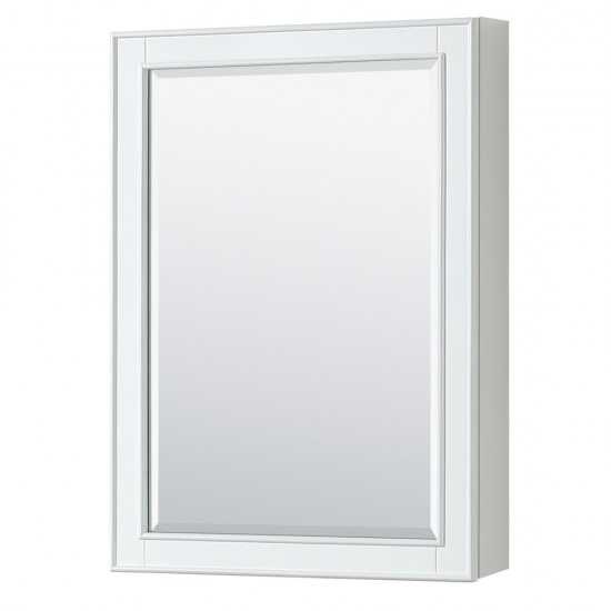 30 Inch Single Bathroom Vanity in White, No Countertop, No Sink, Gold Trim, Medicine Cabinet