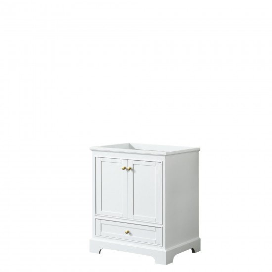 30 Inch Single Bathroom Vanity in White, No Countertop, No Sink, Gold Trim, No Mirror