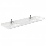 80 Inch Double Bathroom Vanity in White, Carrara Cultured Marble Countertop, Sinks, Gold Trim, 24 Inch Mirrors