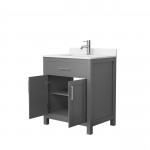 30 Inch Single Bathroom Vanity in Dark Gray, Carrara Cultured Marble Countertop, Sink, Nickel Trim