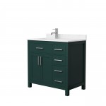 36 Inch Single Bathroom Vanity in Green, Carrara Cultured Marble Countertop, Sink, Nickel Trim