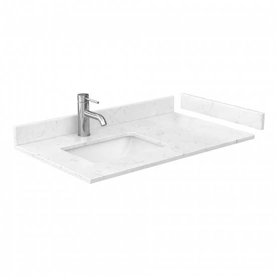 36 Inch Single Bathroom Vanity in Green, Carrara Cultured Marble Countertop, Sink, Nickel Trim