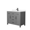 42 Inch Single Bathroom Vanity in Dark Gray, Carrara Cultured Marble Countertop, Sink, Black Trim