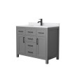 42 Inch Single Bathroom Vanity in Dark Gray, White Cultured Marble Countertop, Sink, Black Trim