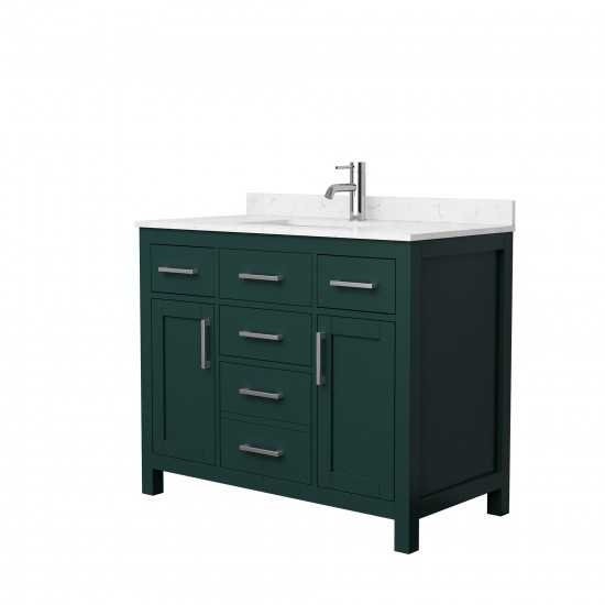 42 Inch Single Bathroom Vanity in Green, Carrara Cultured Marble Countertop, Sink, Nickel Trim