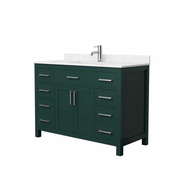 48 Inch Single Bathroom Vanity in Green, Carrara Cultured Marble Countertop, Sink, Nickel Trim