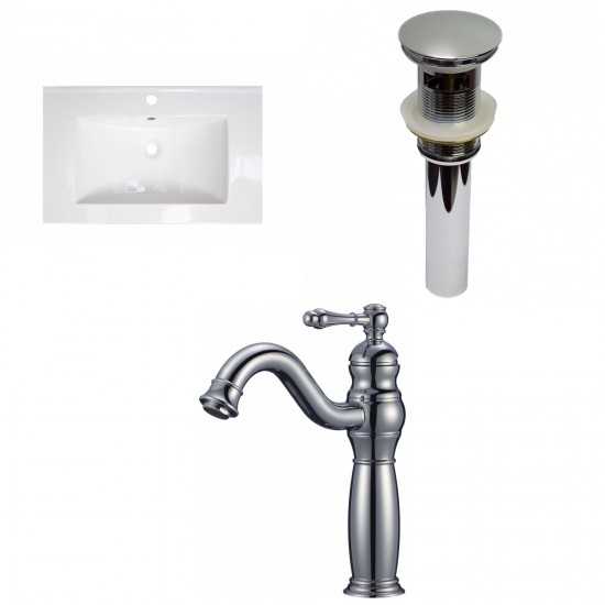 23.75-in. W 1 Hole Ceramic Top Set In White Color - Overflow Drain Incl.