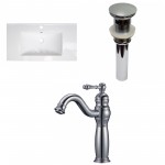 32-in. W 1 Hole Ceramic Top Set In White Color - Overflow Drain Incl.