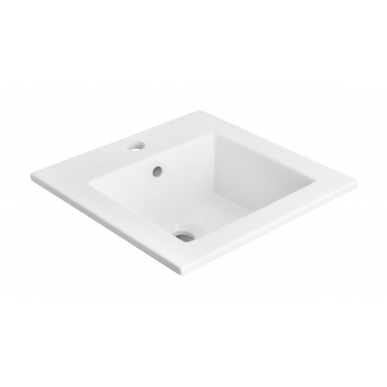 21-in. W 1 Hole Ceramic Top Set In White Color - Overflow Drain Incl.