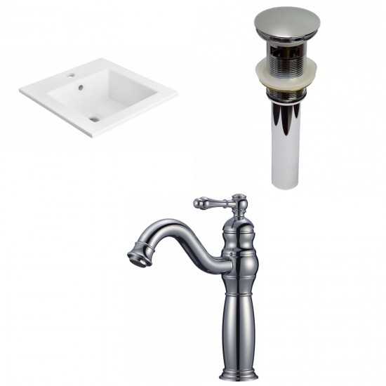 21-in. W 1 Hole Ceramic Top Set In White Color - Overflow Drain Incl.