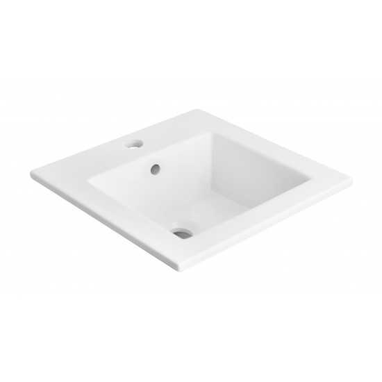 21-in. W 1 Hole Ceramic Top Set In White Color - Overflow Drain Incl.