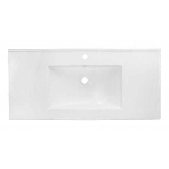 35.5-in. W 1 Hole Ceramic Top Set In White Color - Overflow Drain Incl.