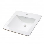 21-in. W 1 Hole Ceramic Top Set In White Color - Overflow Drain Incl.