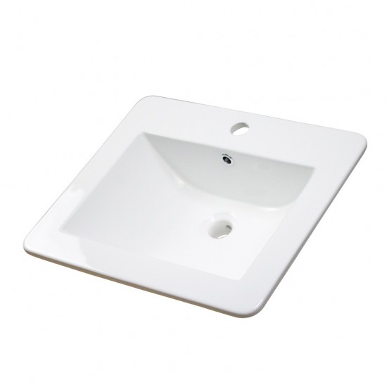 21-in. W 1 Hole Ceramic Top Set In White Color - Overflow Drain Incl.