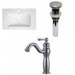 30-in. W 1 Hole Ceramic Top Set In White Color - Overflow Drain Incl.