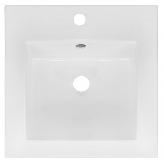 16.5-in. W 1 Hole Ceramic Top Set In White Color - Overflow Drain Incl.