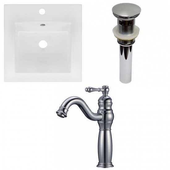 16.5-in. W 1 Hole Ceramic Top Set In White Color - Overflow Drain Incl.