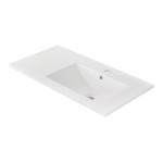 35.5-in. W 1 Hole Ceramic Top Set In White Color - Overflow Drain Incl.