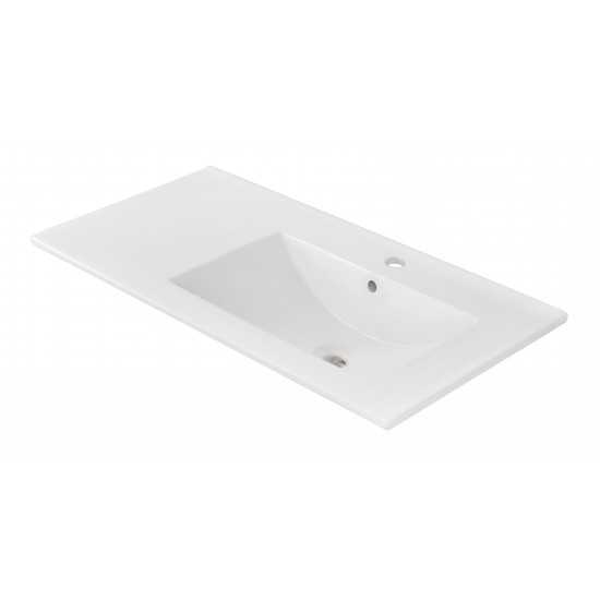 35.5-in. W 1 Hole Ceramic Top Set In White Color - Overflow Drain Incl.