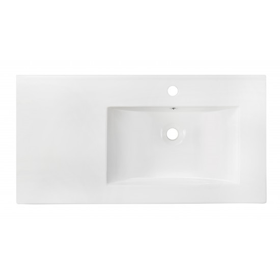 35.5-in. W 1 Hole Ceramic Top Set In White Color - Overflow Drain Incl.