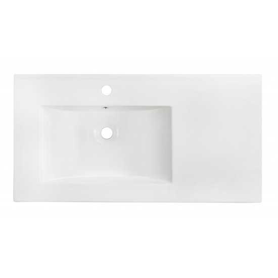 35.5-in. W 1 Hole Ceramic Top Set In White Color - Overflow Drain Incl.