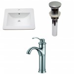 21-in. W 1 Hole Ceramic Top Set In White Color - Overflow Drain Incl.