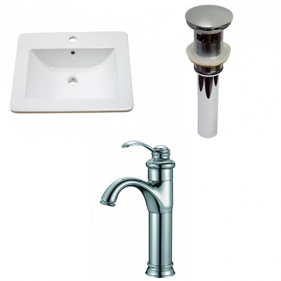 21-in. W 1 Hole Ceramic Top Set In White Color - Overflow Drain Incl.