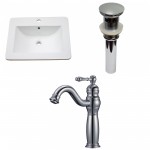 21-in. W 1 Hole Ceramic Top Set In White Color - Overflow Drain Incl.