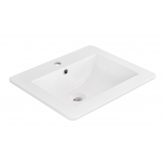 21-in. W 1 Hole Ceramic Top Set In White Color - Overflow Drain Incl.