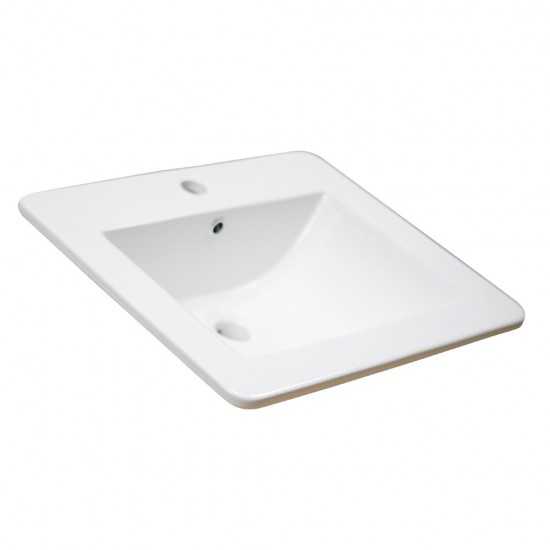 21-in. W 1 Hole Ceramic Top Set In White Color - Overflow Drain Incl.