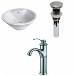 19.25-in. W Above Counter White Vessel Set For 1 Hole Center Faucet