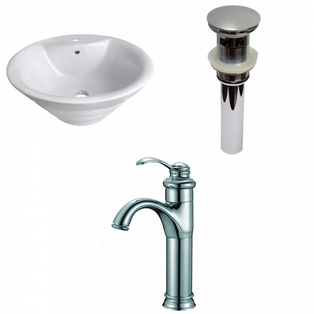 19.25-in. W Above Counter White Vessel Set For 1 Hole Center Faucet