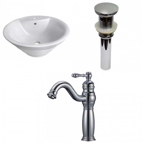 19.25-in. W Above Counter White Vessel Set For 1 Hole Center Faucet